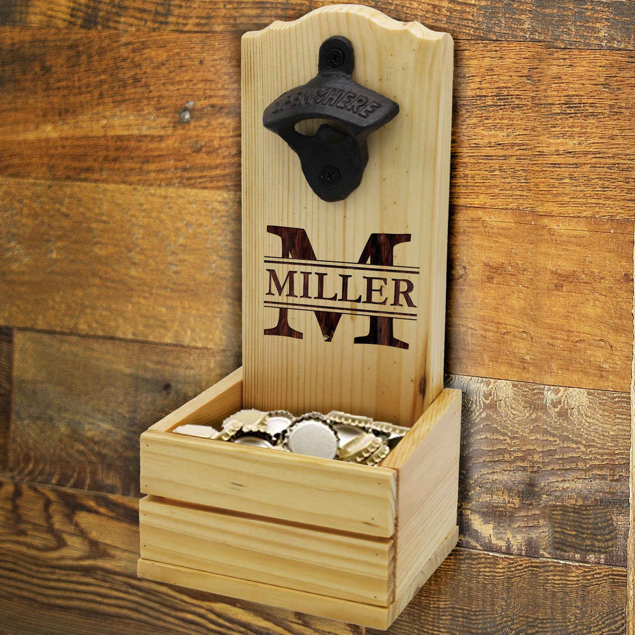 HST77803 Magnetic Bamboo Wall Mounted Bottle Opener With Custom