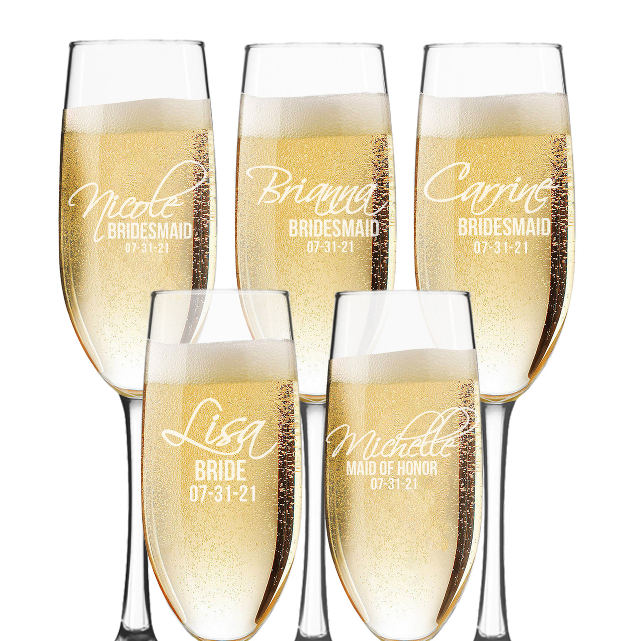 Personalized Bridesmaid Champagne Toasting Flutes