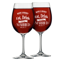Eat Drink and Be Married Glasses - Set of 2