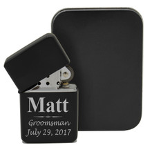 Custom Engraved Personalized Black Flip Top Lighter