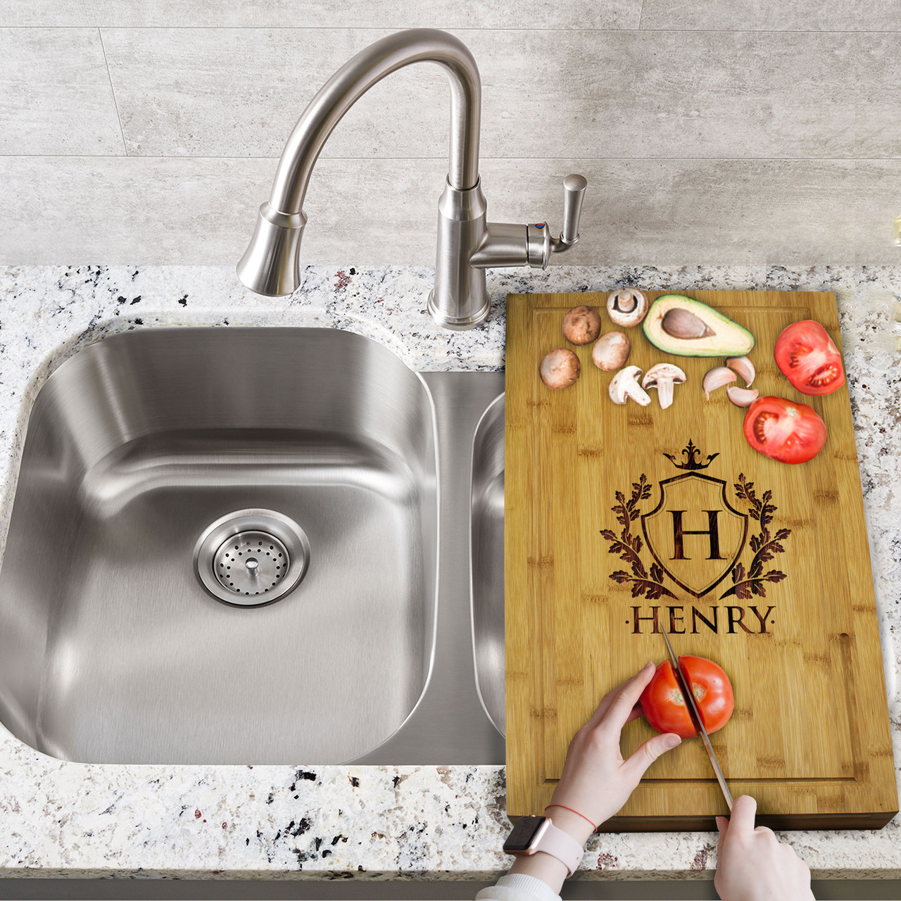 Custom Engraved Over the Sink Cutting Board