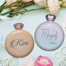 Personalized Glitter Glam Bridesmaid Flasks for Women