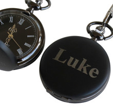 Personalized Black Matte Pocket Watch