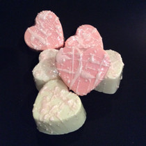 large heart soap-Pink and White shown with drizzle