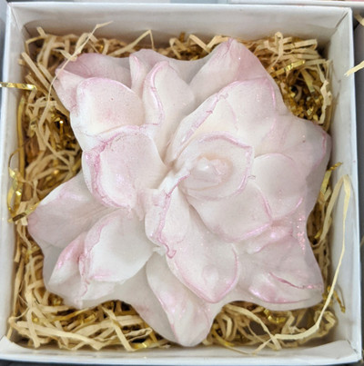 White succulent soap tipped with Pink
