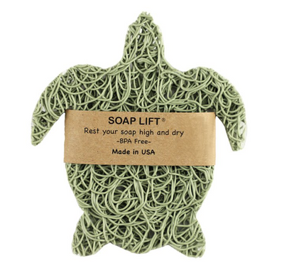 Soap Lift Turtle shape made in the USA of multi-directional bioplastic.