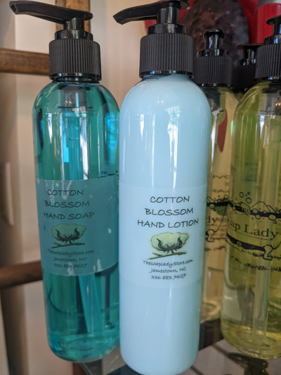 cotton blossom hand soap and lotion