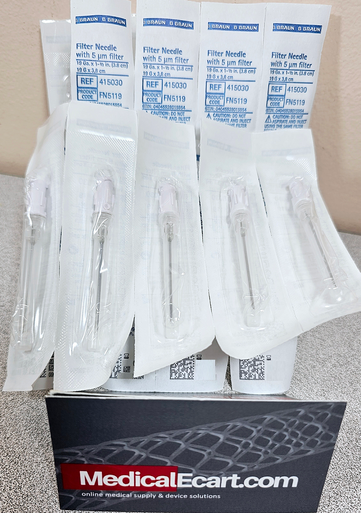 B Braun 415030 Medical Filter Needle, 5 Micron Filter In Female Luer Lock Connector with 19GA x 1 1/2IN, Box of 100  FN5119