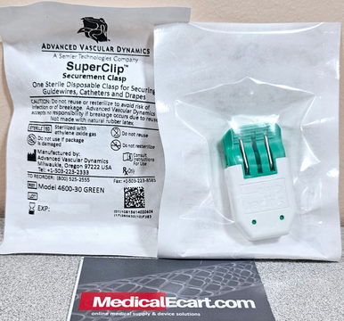 140-0600-30 SuperClip Securement Clasp (Green), Model 4600, Box of 10