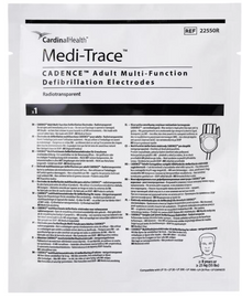 CARDINAL HEALTH 22550R Medi-Trace Cadence Adult Multi-Function Defibrillator Electrode, Radiolucent, 4.5 x 6.25IN, 46IN, for Medtronic Pad. Case of 10 Bags