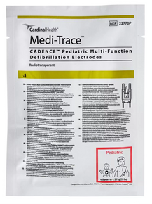 CARDINAL 22770P Medi-Trace™ Cadence Pediatric Multi-Function Defibrillator Electrode, Radiolucent, 3 x 4.25IN, 46IN. Case of 05 Bags