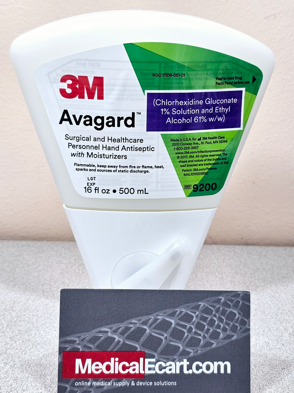 9200 Surgical Scrub 3M Avagard 16 oz. Dispenser Refill Bottle, Hand Antiseptic 500 mL Wedge