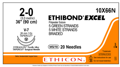 Ethicon 10X66N  ETHIBOND EXCEL Suture, TAPERCUT, Box of 06