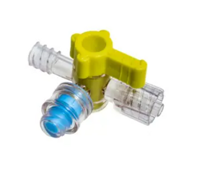 B. Braun 456064 ULTRAPORT Zer0™ High-Flow Four-way stopcock with SPIN-LOCK® connector, Max pressure: 29 psi (2 bar). Stopcock volume 0.4 mL., stopcocks