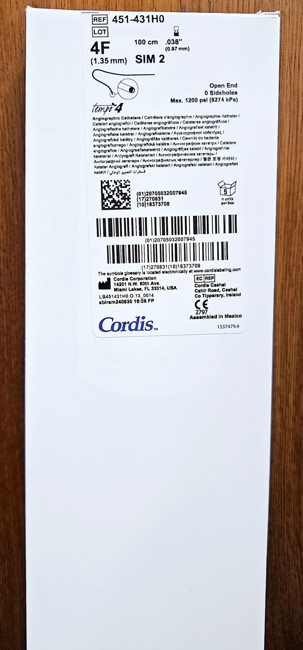 Cordis 451431H0 TEMPO® 4, Sidewinder II (SIM 2), 451-431H0