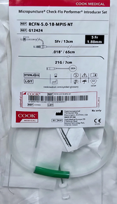 COOK G12424 Micropuncture® Check-Flo Performer® RCFN-5.0-18-MPIS-NT Introducer Set, 5Fr. x 13 cm, with a Nitinol Wire Guide .018 X 65cm that has a Platinum Tip, Pack of 05