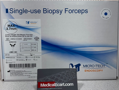Micro-Tech BF40491 Rite Bite Twin-Wire Biopsy Forceps Endoscopy, Jumbo Max Biopsy Forceps with Spike, Serrated, Blue, 3.7mm X 230 cm working lenght, Box of 10