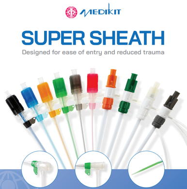 Medikit M00115736B1, Super Sheath™ XL Sheath, Introducer Sheath, Guidewire Not Included, 11 Fr X 25 cm Length, Max Guidewire Size 0.038", Box of 10