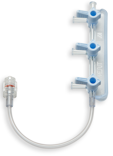 Manifolds with Right Port Orientation 6” (15cm) tubing extension and rotating luer