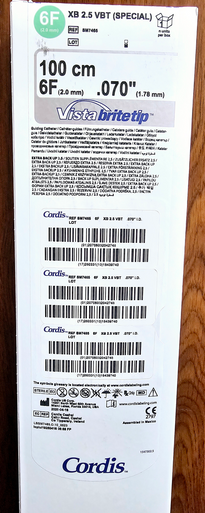 Cordis SM7465 VISTA BRITE TIP®, Guiding Catheters 6Fr, 100cm x .070" I.D. (1.8mm), Left Coronary Extra Back-Up Shapes, XB2.5, Box of 01