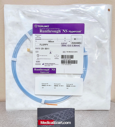 Terumo 25-3011 RUNTHROUGH ® NS Hypercoat™ Coronary Guidewire, Straight Shapeable tip, 0.014, 180cm, Tip Radiopacity 3 cm. Shaping tool included. Box of 5
