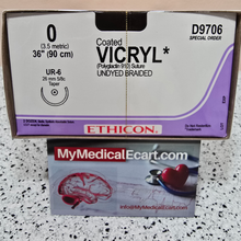 Ethicon D9706 COATED VICRYLÂ® (polyglactin 910) Suture, Taper point, Absorbable, UR-6 26mm 5/8 Circle, Undyed Braided 36" = 90cm, Size: 0, Box of 24