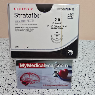 Ethicon SXPP2B413 STRATAFIX™ Spiral PDS Plus Suture, BiDirectional Violet, Taperpoint, Absorbable, SH 26mm 1/2 Circle, 4" = 10cm, Size 2-0, Box of 12