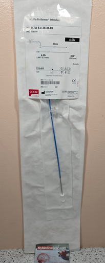 COOK G08550 Check-Flo® Performer™ RCFW-6.0-38-30-RB, Introducer 6Fr. x 30 cm, 0.038", Introducer Only, Radiopaque Band, Pack of 01