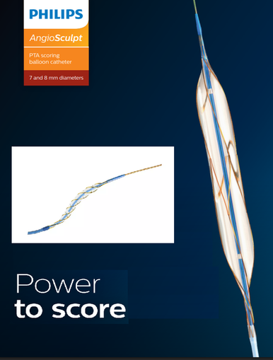 Philips 2332-7040 AngioSculpt OTW PTA scoring Balloon Catheter 7.0 mm X 40 mm X 50 cm, Guidewire compatibility 0.018", Box of 01