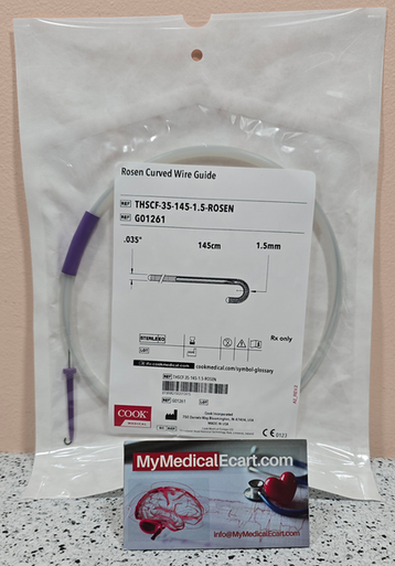 Cook G01261 Rosen Wire Guide, THSCF-35-145-1.5-ROSEN, 035 diameter, 145cm Length, Taper Length 4.5 cm, J-shaped Tip, Pack of 05
