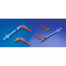 4236 - ICU MEDICAL INC - NEEDLE-PRO SAFETY HINGED HYPODERMIC SYRINGE WITH NEEDLE 3ML 23GA 1IN HUB DEEP BLUE, Box of 50