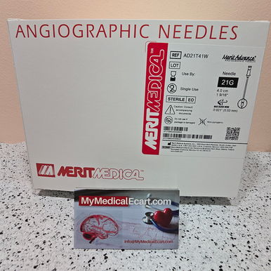 Medical AD21T41W Advance Angiographic Needle, 21G, Wall Thickness Thin, Accepts Wire .021” (0.53 mm), Length 4.0 cm (1 1/2 in), Finish Smooth, Green Hub. Box of 25