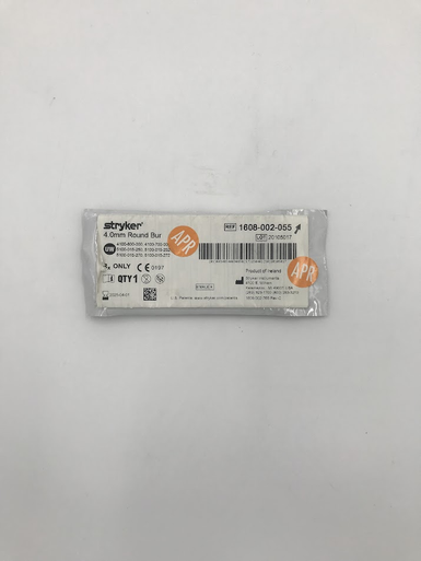 1608-002-055 -STRYKER CORP - SURGICAL BURR ROUND 4M STERILE, Box of 1