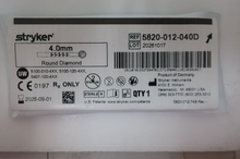 5820-012-040D - STRYKER CORP - SURGICAL BURR DIAMOND/ROUND ELITE 4MM STERILE, Box of 1