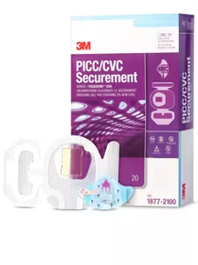 1877-2100 - SOLVENTUM CORP - 3M™ PICC/ CVC Securement Device + Tegaderm™ CHG Chlorhexidine Gluconate I.V. Securement Dressing 1877-2100, Box of 20