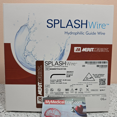 Medical MSWSTFA35150 SPLASHwire™ Hydrophilic Steerable Guide Wire 0.035" STIFF ANGLED, 0.035” (0.89 mm) X 150cm, 3.0mm Angled tip, Box of 05