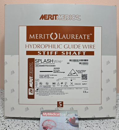 Medical MSWSTFS35260EX SPLASHwire™ Hydrophilic Steerable Guide Wire 0.035" STIFF STRAIGHT, 0.035” (0.89 mm) X 260cm, 3.0mm Straight Tip, Stiff exchange, Box of 05