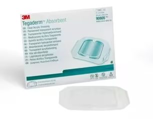 90805 - SOLVENTUM CORP - 3M™ Tegaderm™ Absorbent Clear Acrylic Dressing, 90805, Square, 7-7/8 in x 8 in (20 cm x 20.3 cm), 10/CAR, 4 CAR/CS, Box of 40