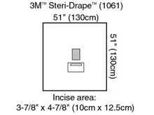 1061 - SOLVENTUM CORP - 3M™ Steri-Drape™ Medium Drape with Incise Film and Pouch, 1061, 130 cm x 130 cm (51 in x 51 in), 10/CTN, 4 CTN/Case, Box of 40