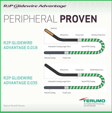 Terumo GA3545 R2P® Glidewire® Advantage™ Radial-to-Peripheral (R2P) Guidewire, 0.035", 450 cm, Angled tip. Box of 01