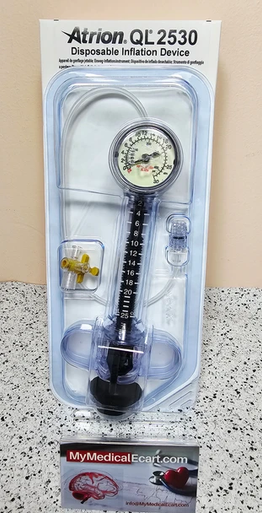 Atrion 96358 QL® Inflation Device Balloon Catheter Dilation, QL2530, 25cc X 30 ATM and Quick Latch, Box of 10