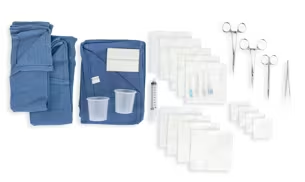 05-5400 - Cardinal Health™ Laceration Tray with Iris Scissors, Halstead Forceps, Adson Tissue Forceps, and Webster Needle Holder, Box of 20