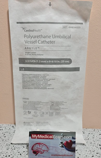 8888160333 Argyle™ Polyurethane Umbilical Vessel Catheter, Single Lumen, 3.5 Fr/Ch (1.2 mm) x 15" (38.1 cm) 0.15 mL. Box of 10