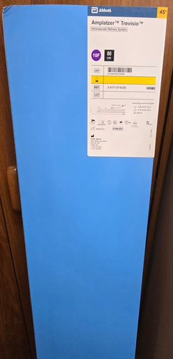 Abbott 9-ATV10F45/80 Amplatzer Trevisio Intravascular Delivery System, 10 Fr Sheath, Length 80 cm, 45° Tip Curve Angle, (Sheath ID .13"- OD 0.16" ). Box of 01