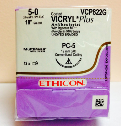 Ethicon VCP822G COATED VICRYL® Plus Antibacterial (polyglactin 910) Suture