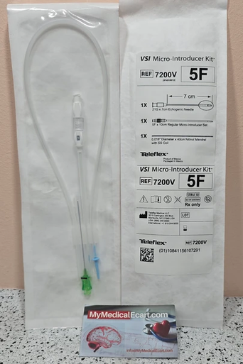 VSI 7200V Micro Introducer Kit 5 Fr x 10 cm Introducer with Regular Dilator, 40 cm x 0.018" Wire with Nitinol Mandrel and Stainless Steel Soft Tip, 21 Gauge x 7 cm Echogenic Tip Introducer Needle, Box of 10