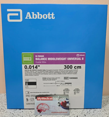 Abbott 1009665 HI-TORQUE BALANCE MIDDLEWEIGHT UNIVERSAL II™ Guide Wire with Turbocoat Hydrophilic Coating, Tip Straight, 0.014" x 300 cm. Box of 05