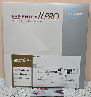 Abbott 225-153-5UU Sapphire™ II PRO, Balloon Dilatation Catheter 2.5 mm x 15 mm, Box of 01