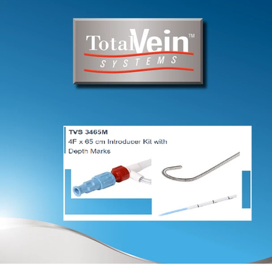 Total Vein® TVS3465M Introducer Kit with Depth Marks 4F x 65 cm; Introducer Kit Include: .035 Guidewire, Introducer Sheath and Dilator. Pack of 05 kits