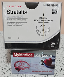 Ethicon SXPP2B403 STRATAFIX™ Spiral PDS Plus Suture, BiDirectional Violet, Taperpoint, Absorbable, CT-1 36mm 1/2 Circle, 12" = 30cm, Size 1, Box of 12